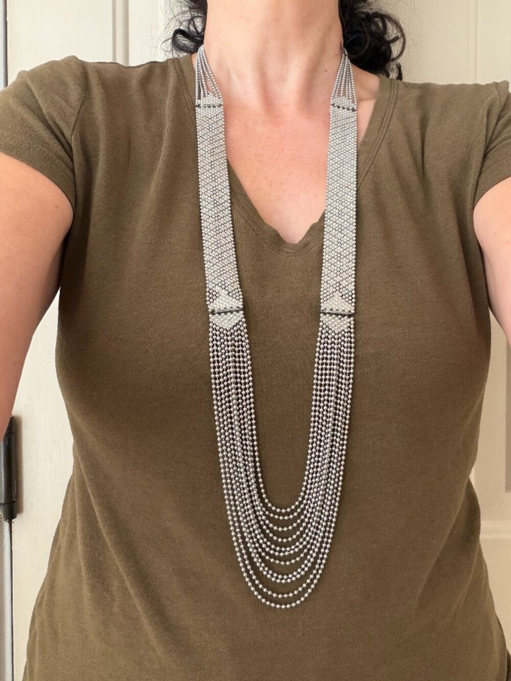 CAbi Vintage Convertible Necklace Silver Multi-Strand 4-in-1 Statement Piece